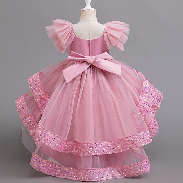 Party Sleeveless Dress Wedding Kids Girls' Special Sequin