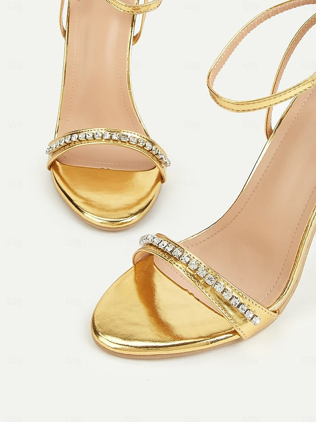 High Gold Heels Metallic Women's – Strap Dazzling Ankle