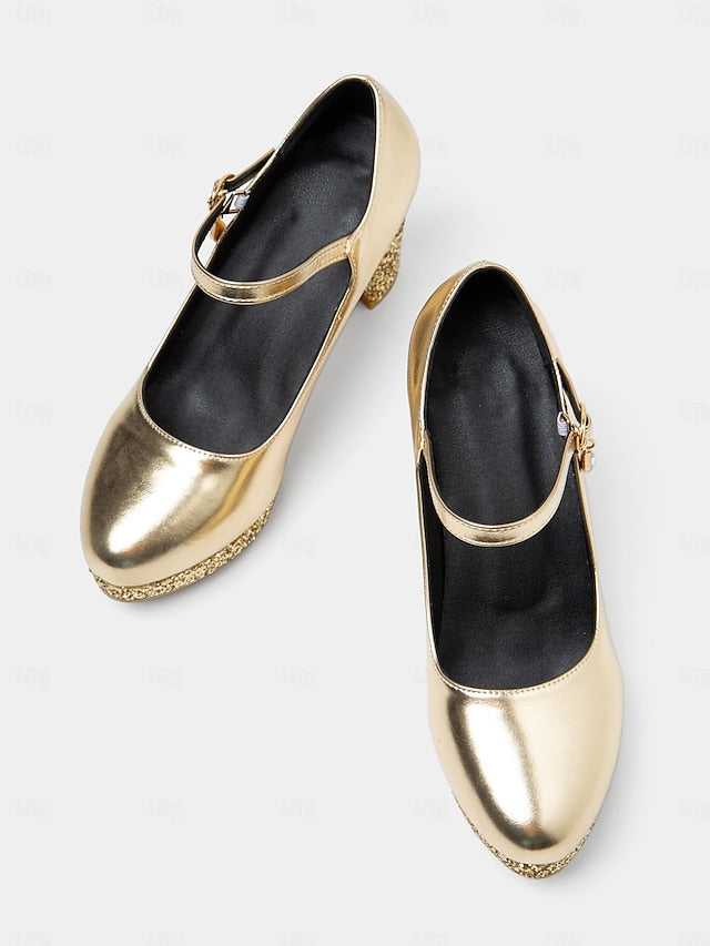 Heel Pumps Sparkly Glitter – Jane Block Mary Gold Women's