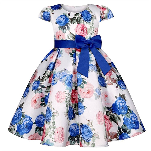 Kids Girls' Short Party Sleeve Dress Floral Flower