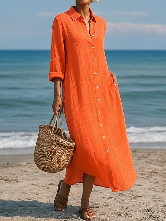 Women's Maxi Dress Shift Dress Casual Daily Loose Fit Plain