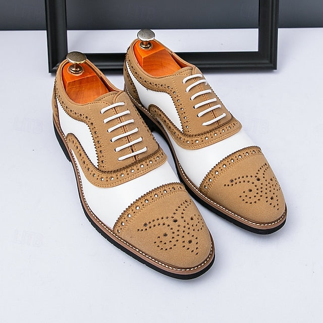Brown Brogue with and Oxford Shoes Men's Classic White