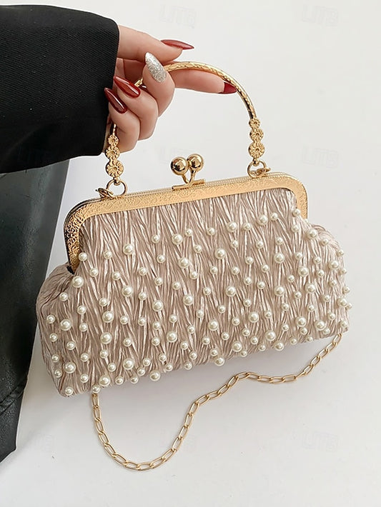 Bag Clutch Evening Vintage – Elegant Beaded Pearl Women's