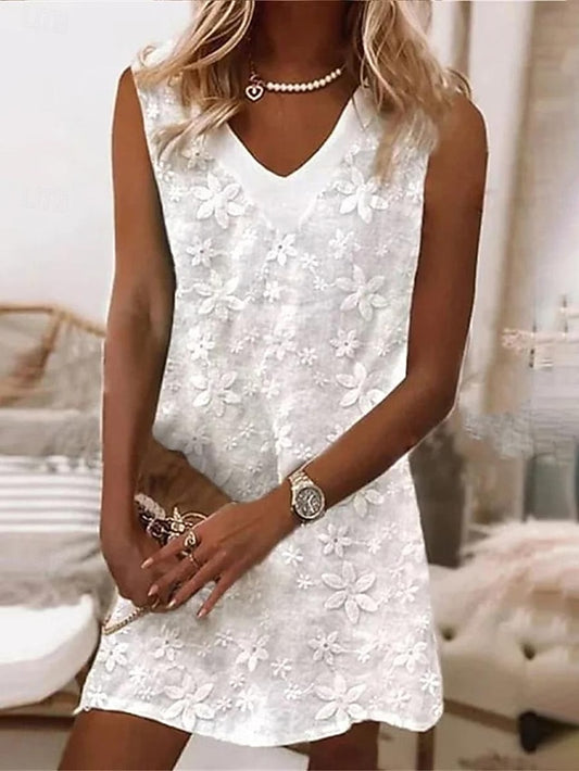 Women's Black Pink Summer Spring Mini Dress Faux Cotton