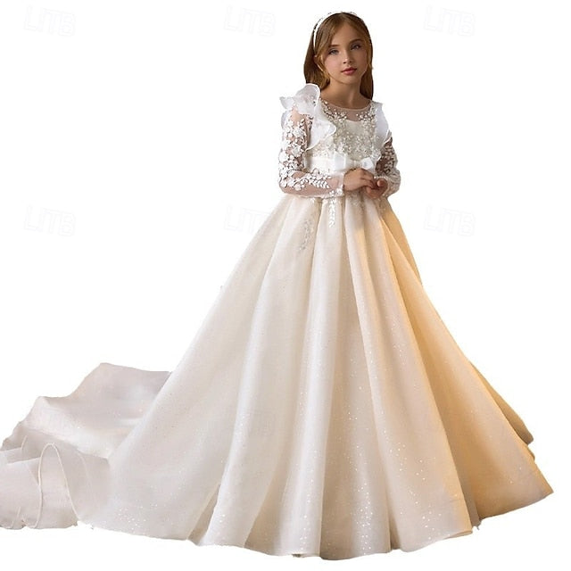 Color Dress Communion Solid Kids First Girls' Party