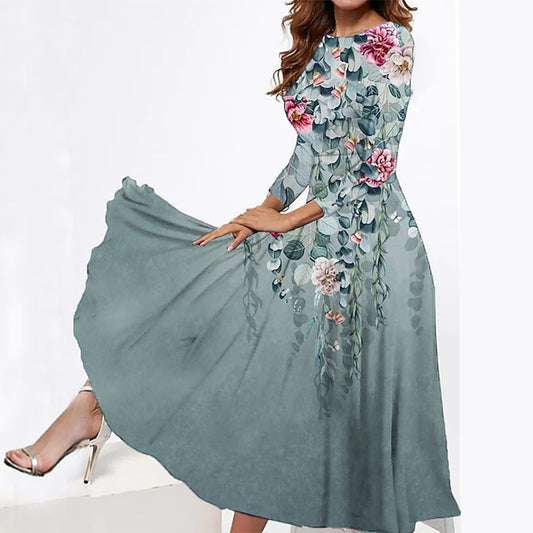 Women's Midi Dress Tiered Dress Elegant Vintage Date