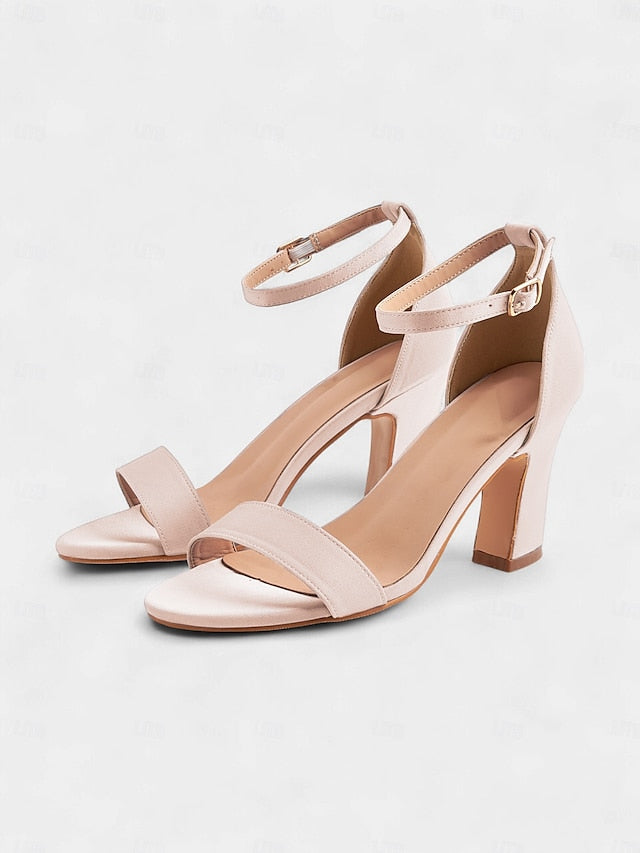 High Women's Ankle - Toe Strap Sandals Open Light Heel Blue