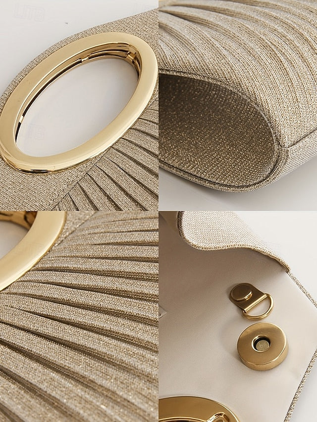 Clutch Glitter Bag Evening with Women's Gold Handle