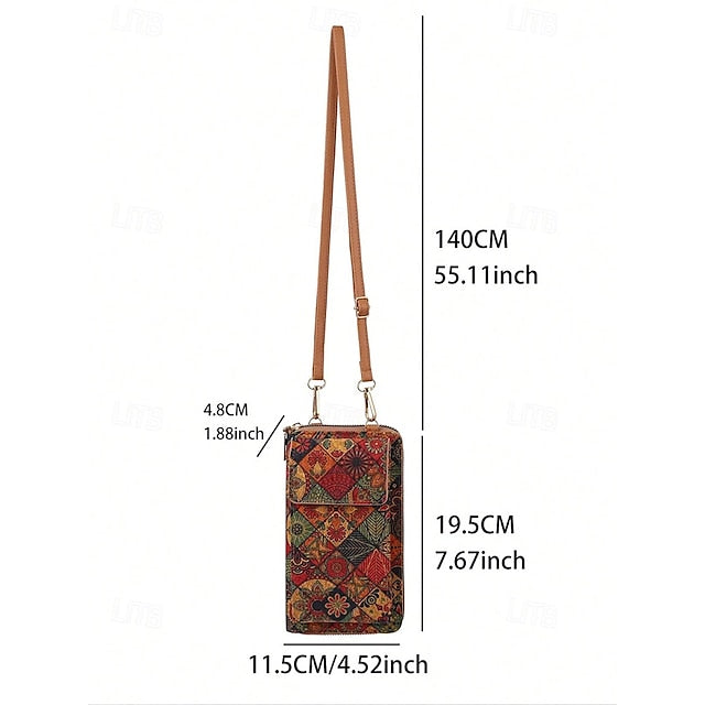 Women’s Boho Vintage Bag with Adjustable Crossbody Phone