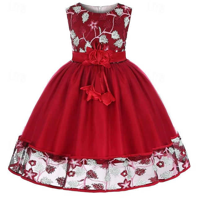 Girl Flower Dress Party Girls' Sleeveless 3D