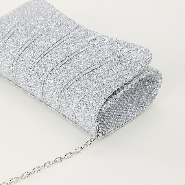 – Glitter Clutch Evening Elegant Silver Women's Purse