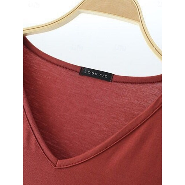 Women's Blouse Solid Color Stylish Casual Short Sleeve V