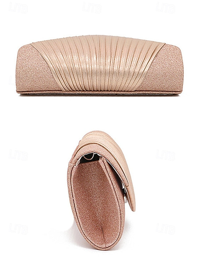 Evening Pleated with Design Champagne Bag Glitter – Clutch