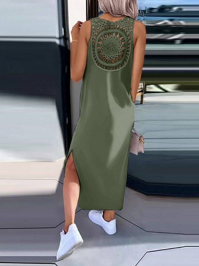 Women's Maxi Dress A Line Dress Solid Color Tank Dress