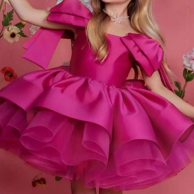 Girl Color Girls' Solid Flower Kids Party Dress