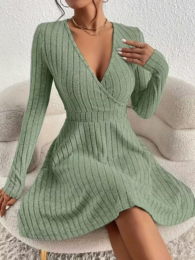 Women's Knee Length Dress Sweater Dress A Line Dress