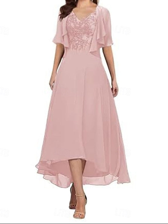 of Simple the Bride Neck Mother A-Line Dress V Elegant