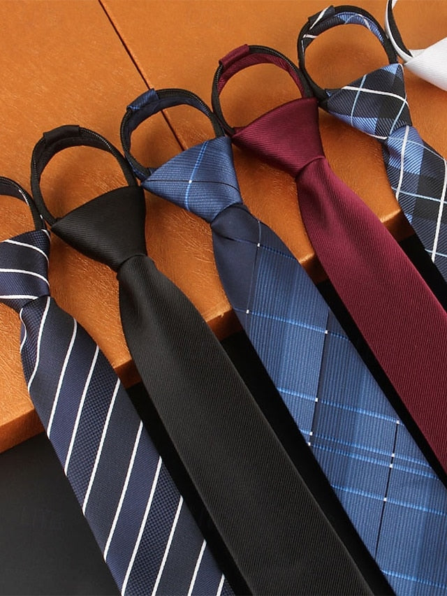 and Zip - Pre-Tied Classic Stripes Men's Ties Narrow