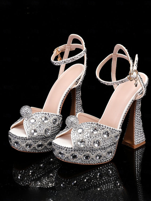 Women's Platform Crystal-Embellished Glamorous Sandals with
