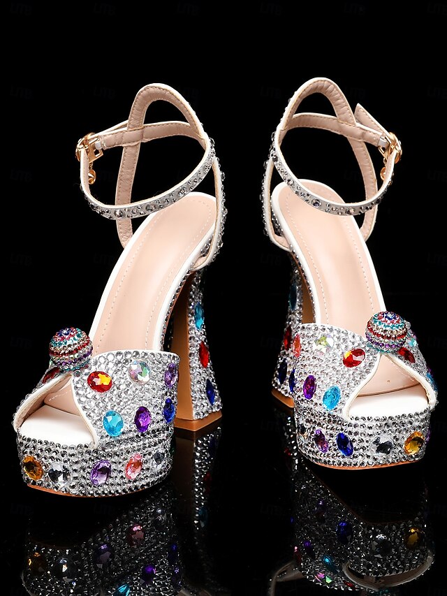 Sandals High Rhinestone Women's Platform with Heel Matching