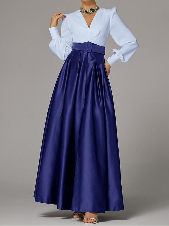 Formal Floor Split Evening A-Line Dress High Wedding Guest Gown