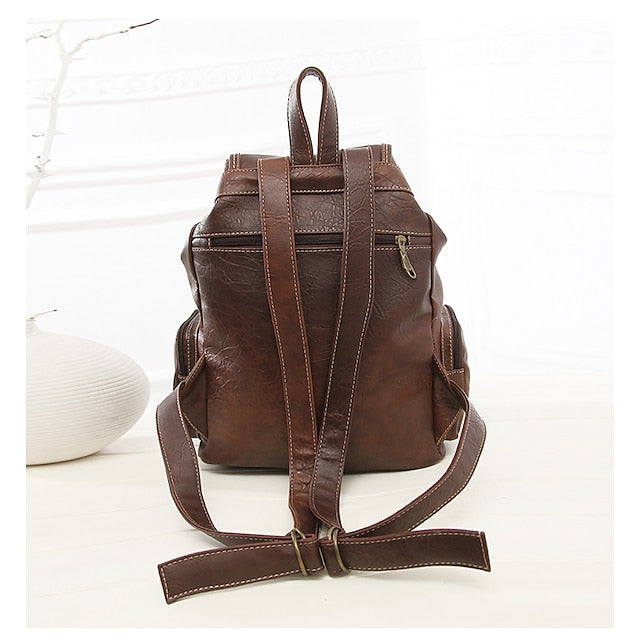 Women's with Backpack Vintage Leather Pockets Faux Multiple