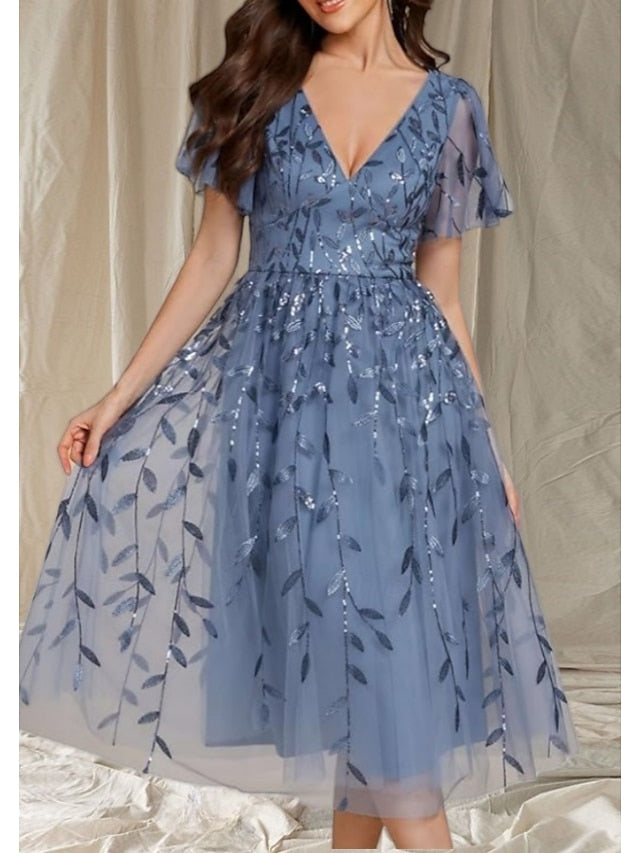 V Mother Guest A-Line of Bride Neck Dress Wedding the Elegant