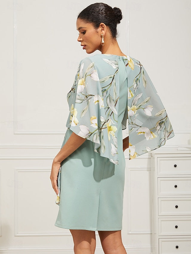 Women's Knee Length Dress Wedding Guest Dress Chiffon Dress