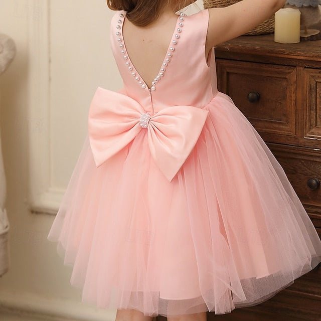 Wedding Sleeveless Party Color Kids Dress Solid Girls'