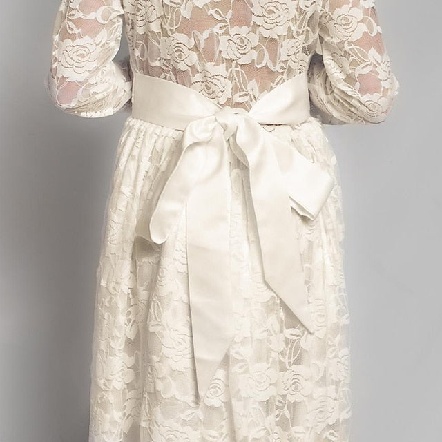 Flower Solid Girls' Long Kids Colored Girl Dress