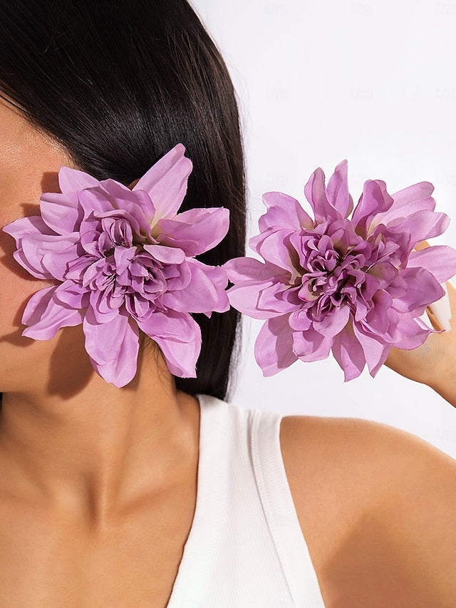 Drop Flower Women's Earrings - Floral Statement Oversized