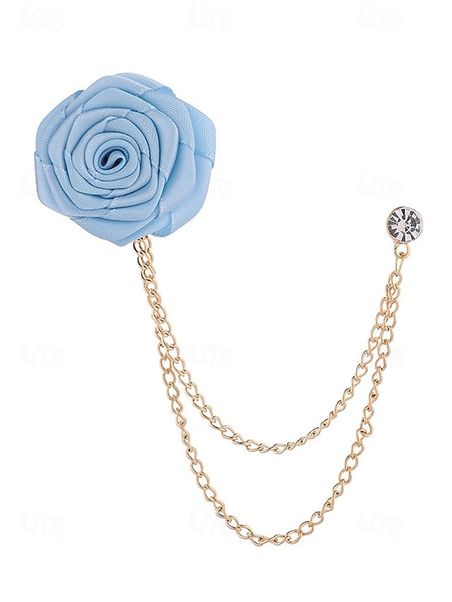 Chain Lapel Red with Gold Men's Rose Elegant – Pin