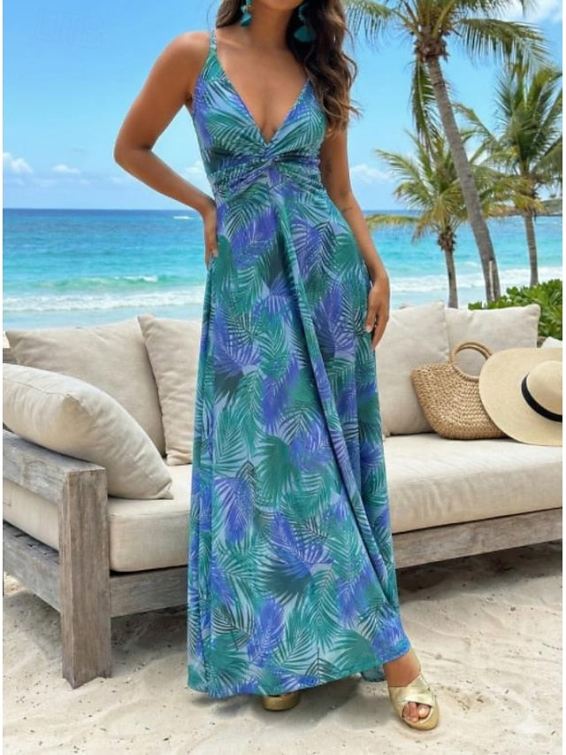 Women's Casual Dress Swing Dress Slip Dress Floral Leaf