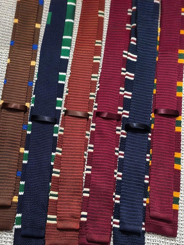 Stripe Men's Christmas Tie Woven Stylish - Knit Neck