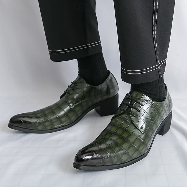 Pattern Red Shoes Men's  – Faux Crocodile Leather