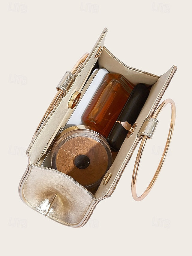 Handle Ring Crystal with – Elegant Gold Clutch Evening