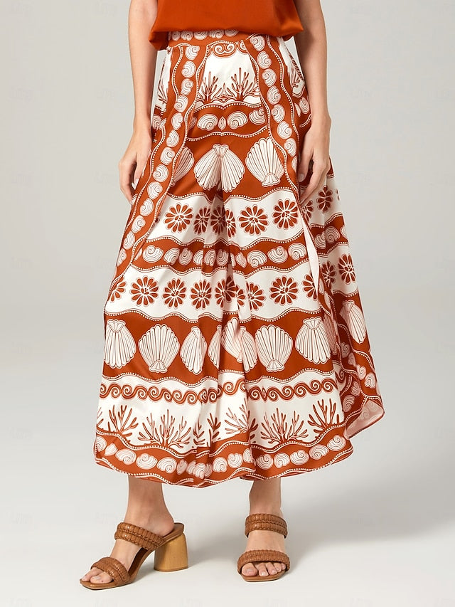 Printed casual orange Swing Pants