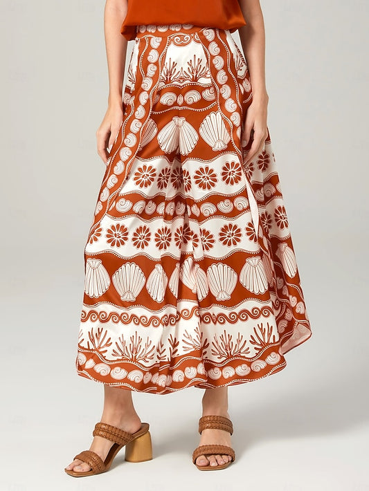 Printed casual orange Swing Pants