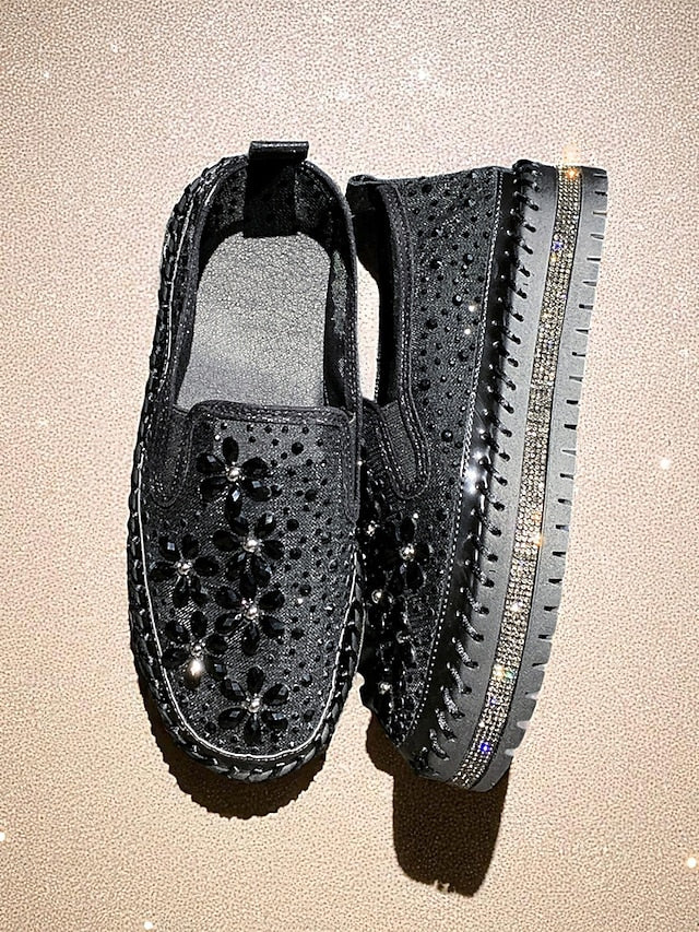 Rhinestone Sneakers with Slip-On Women's Mesh Embellished