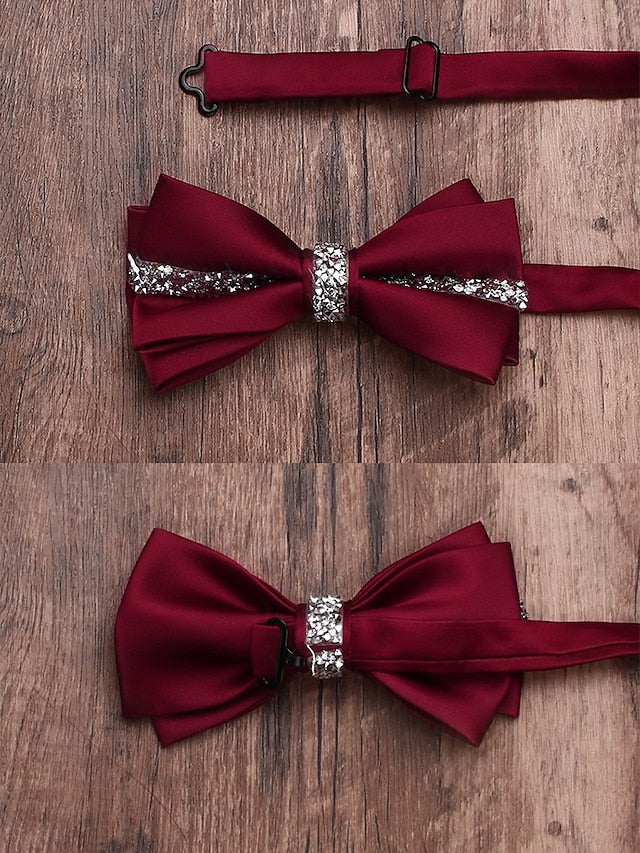 with Satin Bow Embellishment Burgundy Crystal – Elegant Tie