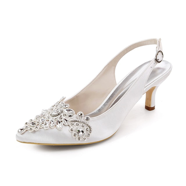 for Crystal Slingback - Embellishment Women with Heels Beige