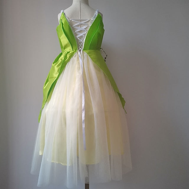 Tiana Bell Princess Theme Tinker Girl Dress Flower Fairytale