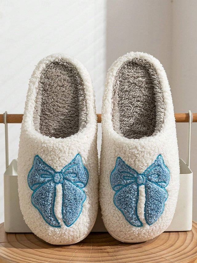 Women's - with Red Soft and Design White Bowknot Slippers
