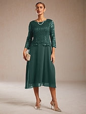 Women's Midi Dress Chiffon Dress Elegant Wedding Guest