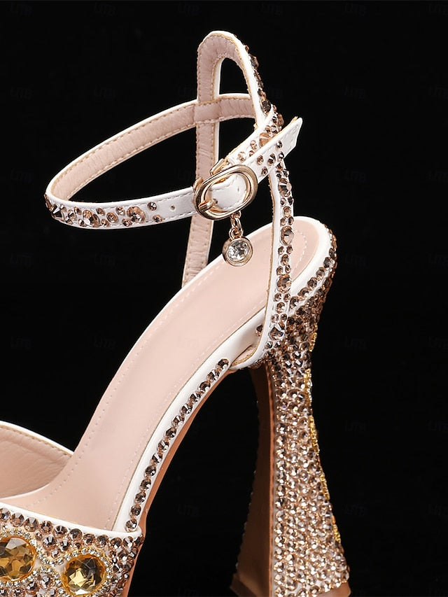 Women's Platform Crystal-Embellished Glamorous Sandals with