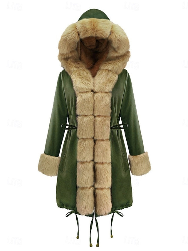 Women's Faux Coat Collar Warm Fur Breathable Pocket
