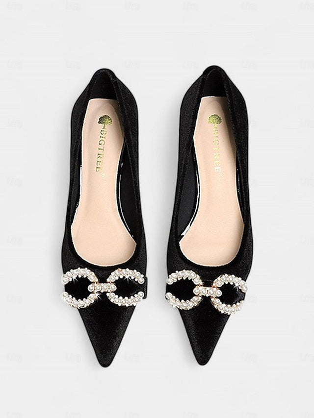 Women's Burgundy Kitten Bow Pumps Heel with Velvet - Pearl