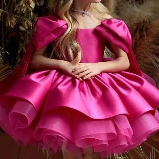 Girl Color Girls' Solid Flower Kids Party Dress