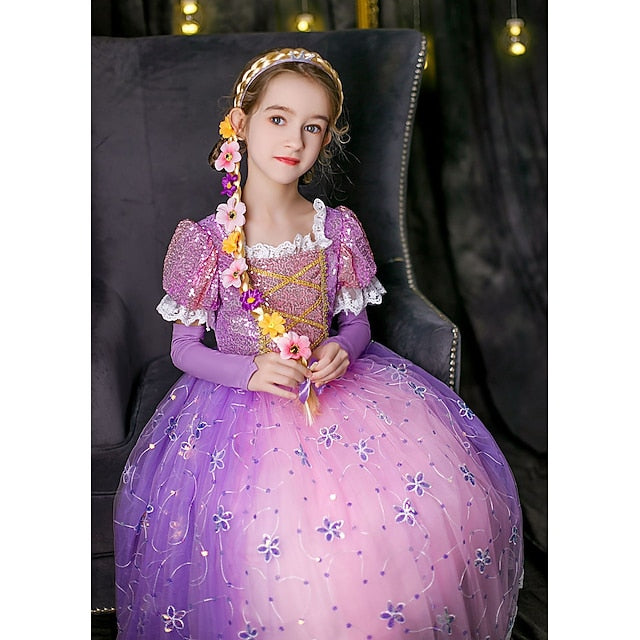 Cloak Dress Girl Flower Cosplay Rapunzel Princess