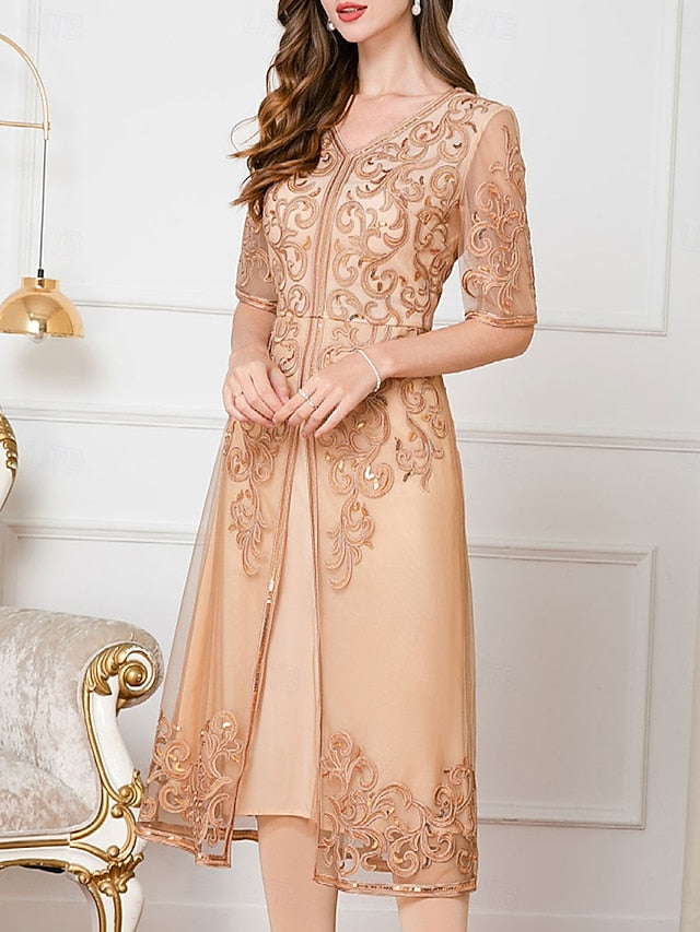 Chinese Mother the Bride Wedding Guest Elegant Dress of